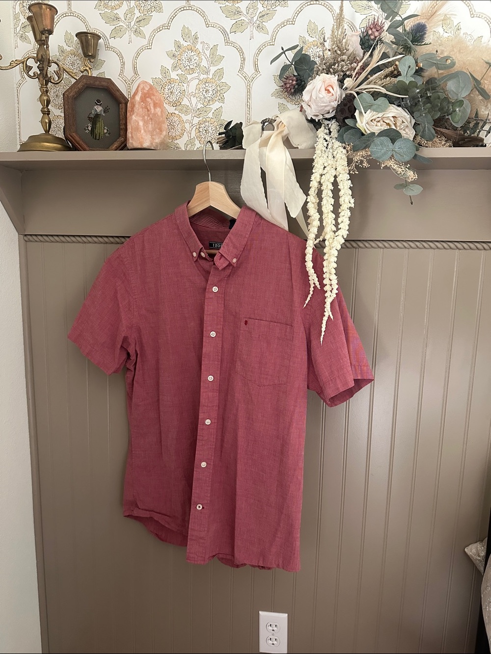 Men's Short-Sleeve Button-Down Shirt - Red